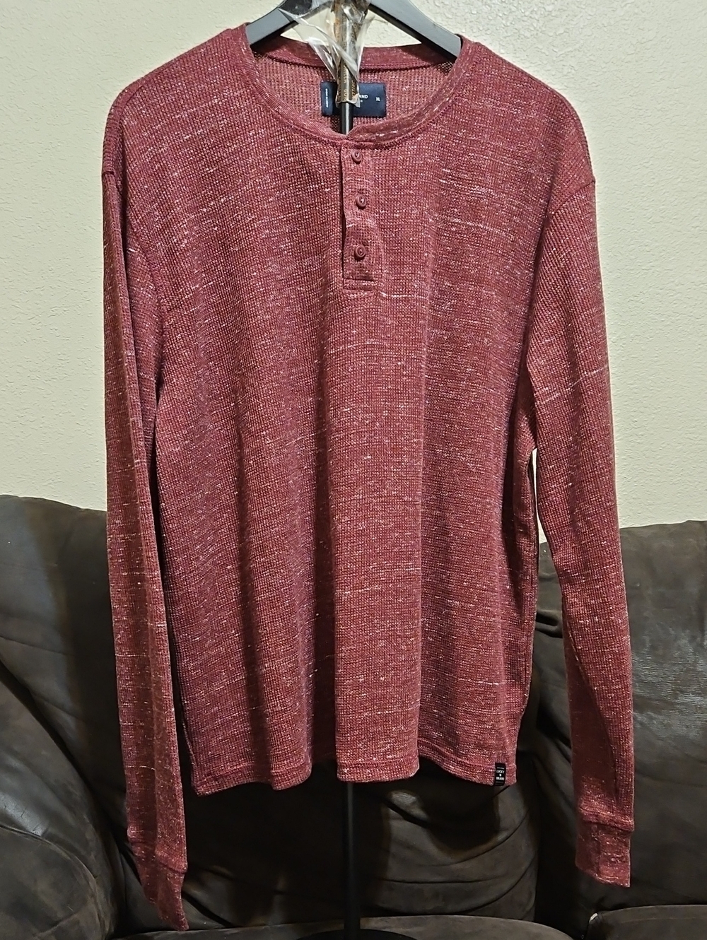 Lucky Brand Long-Sleeve Henley Tunic - Maroon